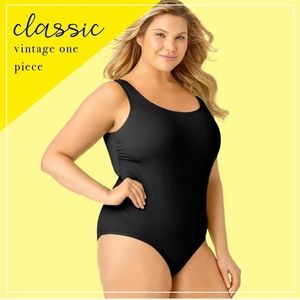 Catalina Women's Plus Size Ribbed One Piece Swimsuit